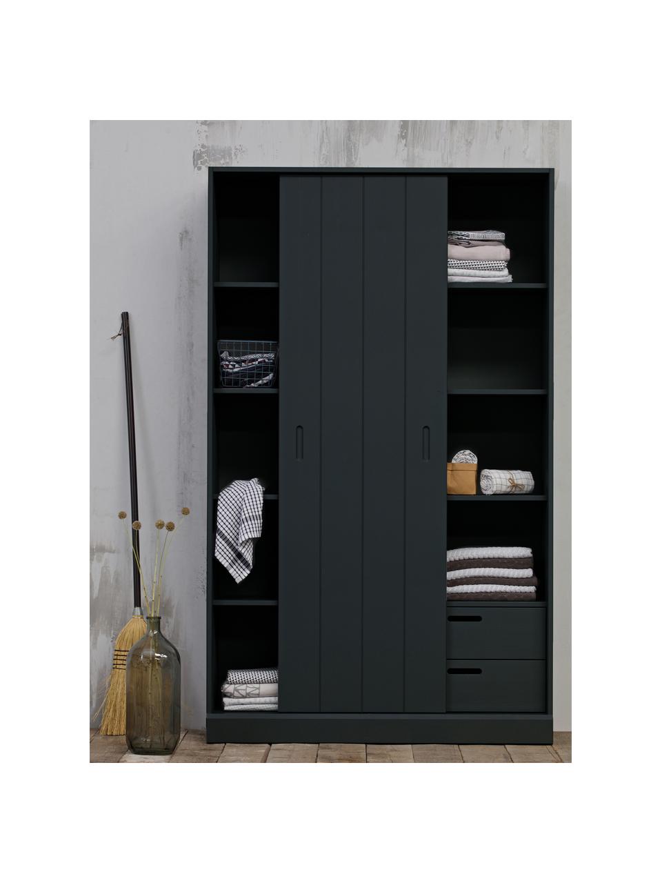Armario con 1 puerta corredera Move, Madera de pino pintado, Negro, An 120 x Al 200 cm