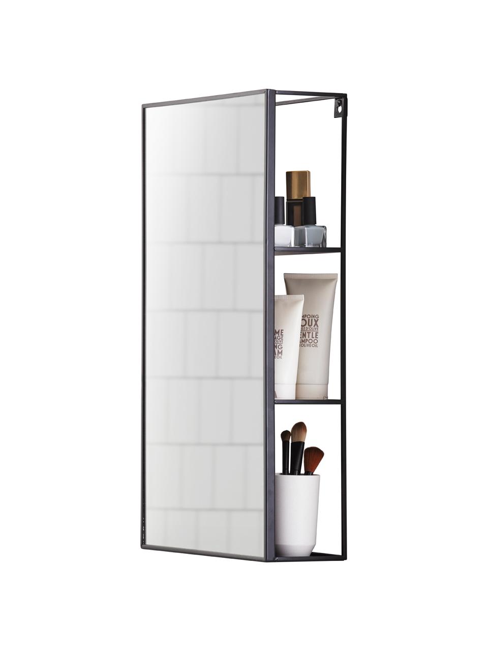 Mueble espejo de pared Cubiko, Espejo: cristal, Negro, plateado, An 30 x Al 62 cm