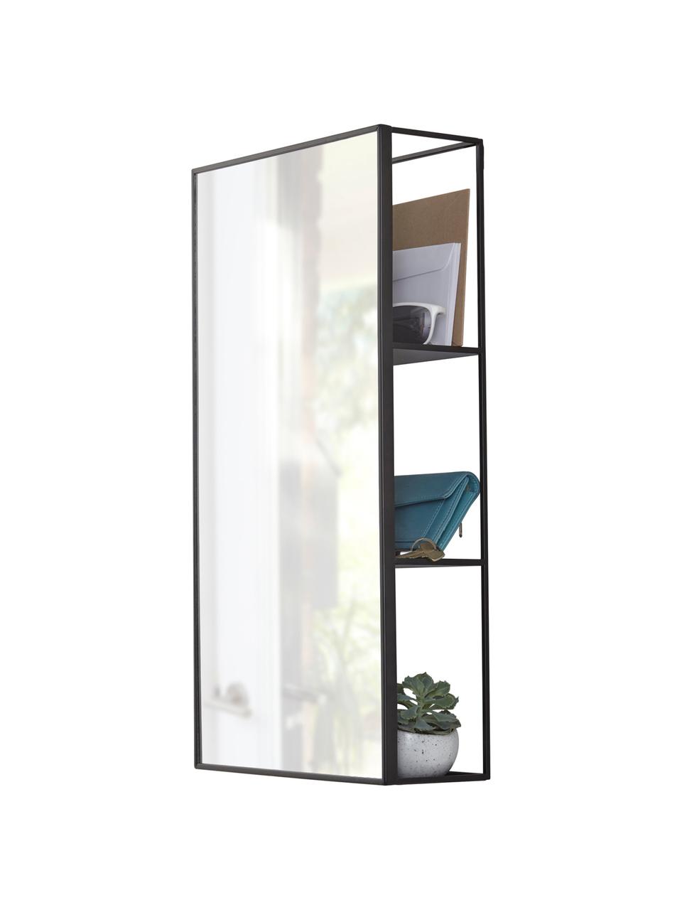 Mueble espejo de pared Cubiko, Espejo: cristal, Negro, plateado, An 30 x Al 62 cm