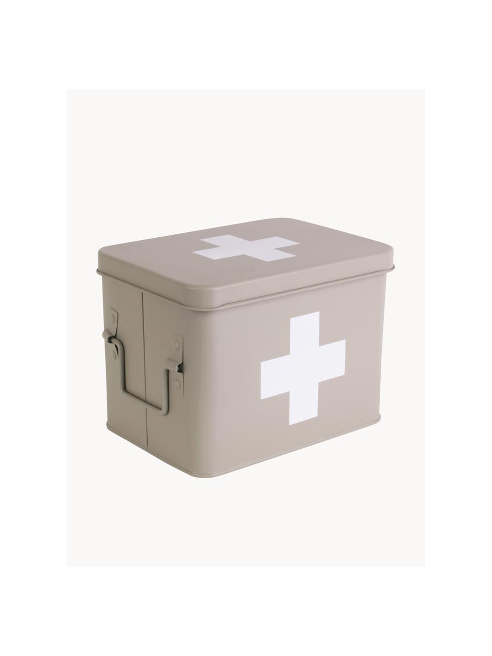 Skladovací box Medicine, Potažený kov, Světle béžová, Š 21 cm, V 16 cm