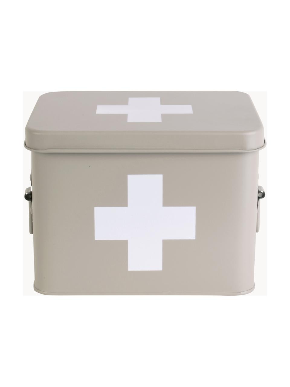 Skladovací box Medicine, Potažený kov, Světle béžová, Š 21 cm, V 16 cm