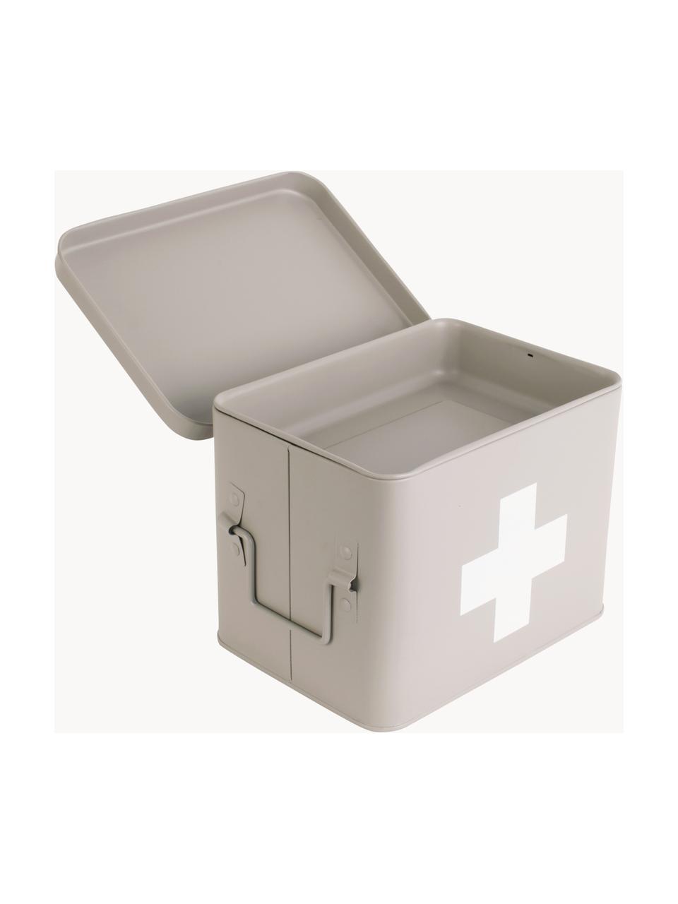 Skladovací box Medicine, Potažený kov, Světle béžová, Š 21 cm, V 16 cm