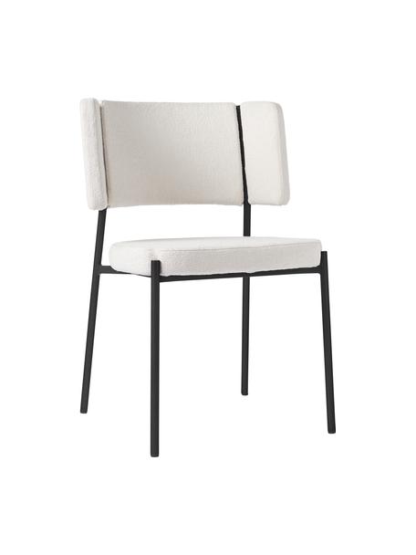 Krzesło tapicerowane bouclé Samantha, 2 szt., Tapicerka: bouclé (100% poliester) D, Nogi: metal malowany proszkowo, Złamana biel bouclé, czarny, S 55 x G 55 cm
