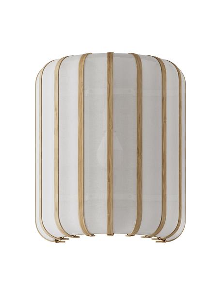 Applique in bambù Salma, Paralume: tessuto, legno di bambù, , Baldacchino: metallo, Bianco, legno chiaro, Larg. 25 x Alt. 30 cm