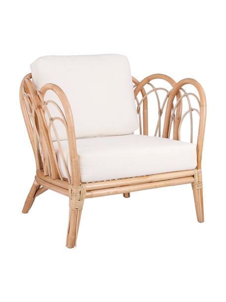 Rotan stoel Sherbrooke in lichtbruin met kussen, Lichtbruin, wit, B 83 x D 72 cm