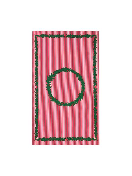 Kersttafelkleed Christmas Wreath, 100% katoen, Rood, wit, donkergroen, 4-6 personen (B 150 x L 250 cm)