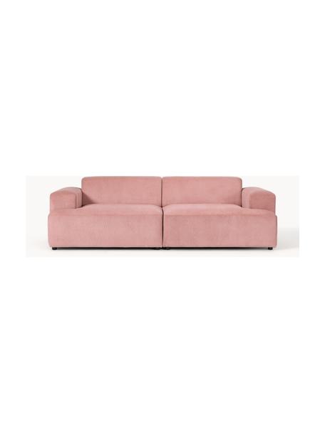 Canapé 3 places en velours côtelé Melva, Velours côtelé rose, larg. 238 x prof. 101 cm