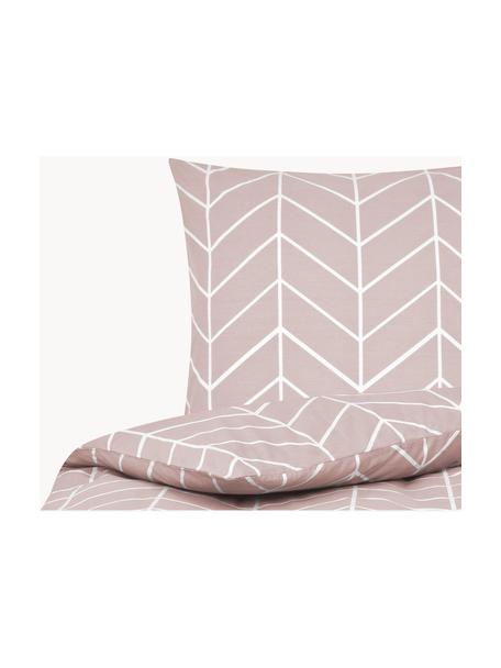 Baumwoll-Bettwäsche Mirja mit grafischem Muster, Webart: Renforcé Fadendichte 144 , Mauve, 155 x 220 cm + 1 Kissen 80 x 80 cm