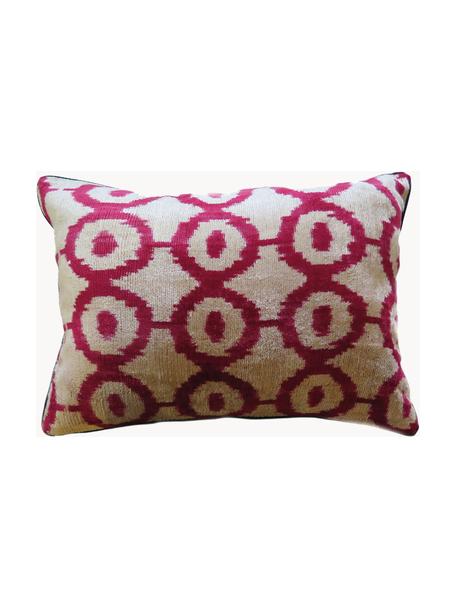 Fluwelen kussenhoes Velvety met abstract patroon, Lichtbeige, roze, B 40 x L 60 cm