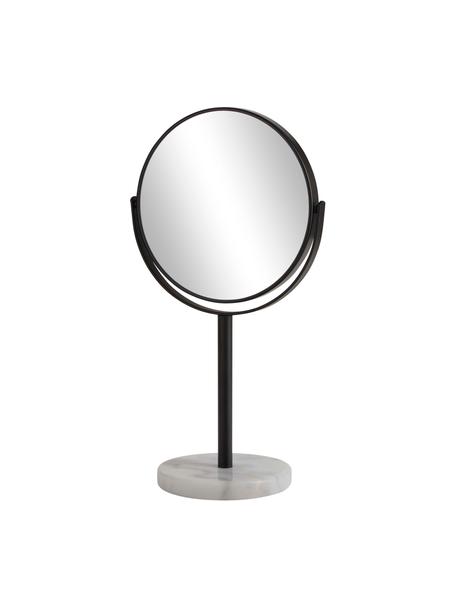 Miroir de salle de bain avec pied en marbre Ramona, Noir, blanc, marbré, Ø 20 x haut. 34 cm