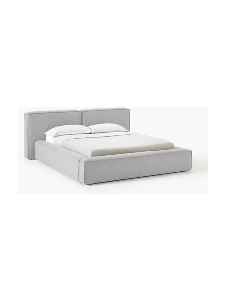 Letto imbottito con contenitore Lennon, Rivestimento: 100% poliestere Il rivest, Struttura: legno di pino massiccio, , Piedini: legno, plastica Questo pr, Tessuto grigio, Larg. 268 x Lung. 243 cm (superficie 200 x 200 cm)