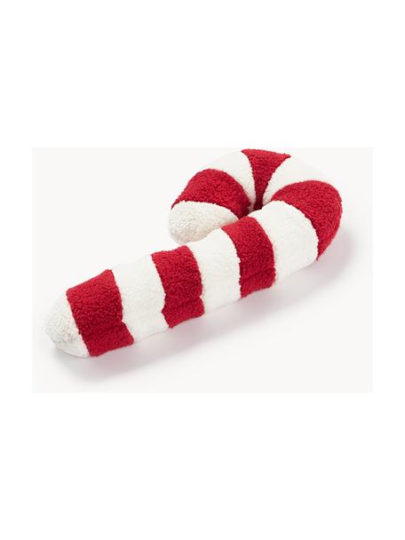 Teddy-Kissen Sugar in Zuckerstangeform, Rot, Weiß, B 20 x L 40 cm