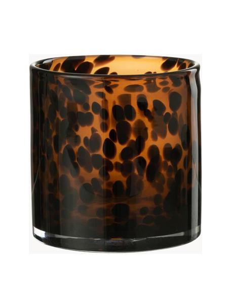 Waxinelichthouder Hurricane met stippen, Glas, Bruin, transparant, Ø 12 x H 12 cm