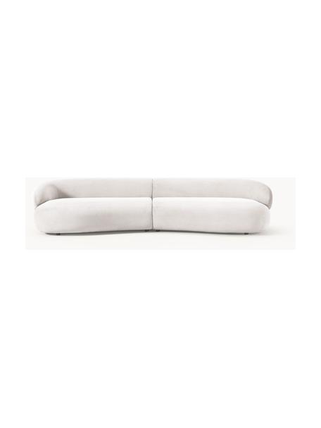 Divano curvo 4 posti Alba, Rivestimento: 97% poliestere, 3% nylon , Rivestimento: imbottitura in schiuma, Struttura: legno massiccio di abete , Piedini: plastica Il materiale uti, Tessuto grigio chiaro, Larg. 326 x Prof. 112 cm