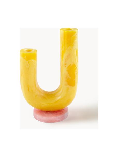 Jarrón Mustique, 20 cm, Acrílico, pulido con aspecto de mármol, Amarillo sol, rosa claro, An 14 x Al 20 cm