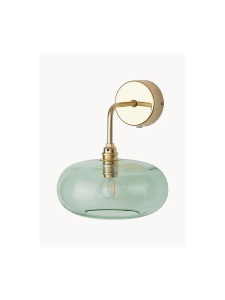 Nástenná lampa z fúkaného skla Horizon, Mätovozelená, odtiene zlatej, Š 21 x H 24 cm