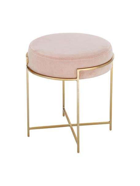 Taburete de terciopelo Madeleine, Tapizado: terciopelo de algodón, Patas: metal con pintura en polv, Terciopelo rosa, Ø 40 x Al 50 cm