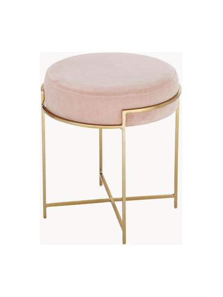 Sametová stolička Madeleine, Světle růžová, Ø 40 cm, V 50 cm