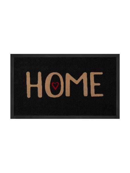 Polyamide deurmat Lovely Home, Bovenzijde: polyamide, Onderzijde: rubber, Zwart, beige, rood, B 45 x L 75 cm