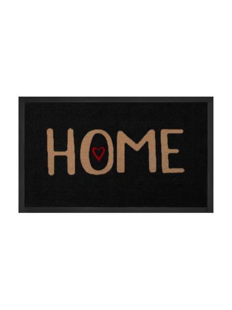 Polyamide deurmat Lovely Home, Bovenzijde: polyamide, Onderzijde: rubber, Zwart, bruin, rood, B 45 x L 75 cm