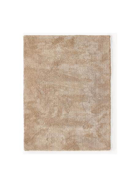 Puszysty dywan z długim włosiem Leighton, Mikrofibra (100% poliester z certyfikatem GRS), Nugatowy, S 400 x D 500 cm (Rozmiar XXL)