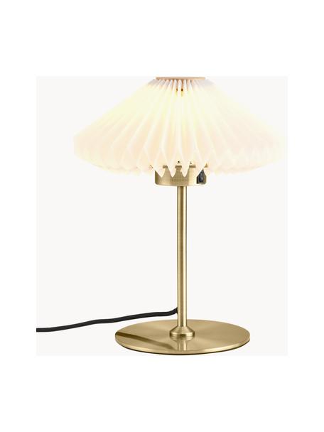 Lámpara de mesa pequeña París, Pantalla: fibra sintética, Cable: cubierto en tela, Blanco, dorado, Ø 24 x Al 32 cm
