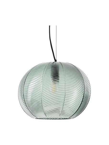 Pendelleuchte Brice aus getöntem Glas, Lampenschirm: Glas, Baldachin: Metall, pulverbeschichtet, Grün, transparent, Ø 8 x H 90 cm
