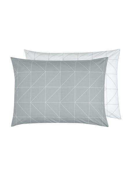 Funda de almohada de algodón Marla, Gris y blanco crema estampado, An 50 x L 70 cm