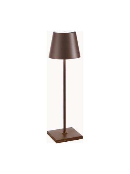 Lampada da tavolo portatile a LED con luce regolabile Poldina, Lampada: alluminio rivestito, Marrone scuro opaco, Ø 11 x Alt. 38 cm