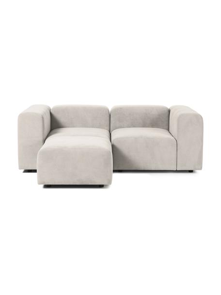 Modulares Sofa Lena (3-Sitzer) mit Hocker, Bezug: Webstoff (88% Polyester, , Gestell: Kiefernholz, Schichtholz,, Webstoff Cremeweiss, B 209 cm x T 181 cm