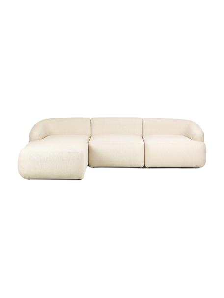 Canapé d'angle modulable Sofia, Tissu blanc crème, larg. 278 x prof. 174 cm, méridienne à gauche