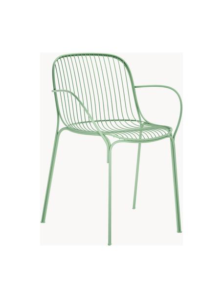 Záhradná stolička s opierkami Hiray, Pozinkovaná oceľ, lakovaná, Šalviová zelená, Š 46 x H 55 cm