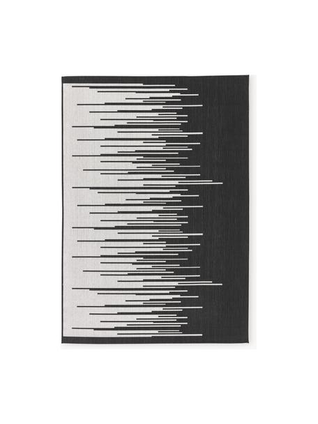Tappeto da interno-esterno con motivo grafico Praiano, Nero, grigio chiaro, Larg. 80 x Lung. 150 cm (taglia XS)