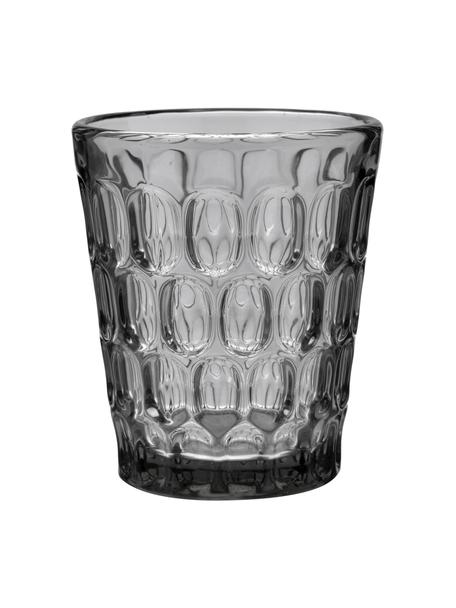 Robuste Wassergläser Optic in Grau mit Relief, 6 Stück, Glas, Transparent, Grau, Ø 9 x H 11 cm, 250 ml