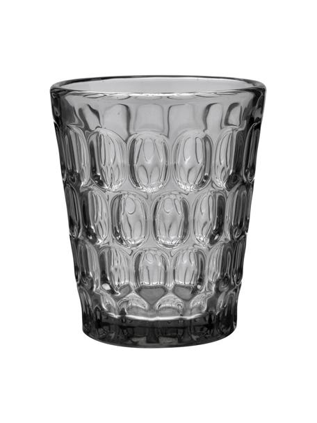 Vasos resistentes con relieve Optic, 6 uds., Vidrio, Gris transparente, Ø 9 x Al 11 cm, 250 ml