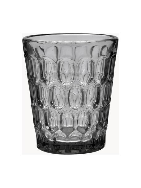 Bicchiere con rilievo Optic 6 pz, Vetro, Grigio, Ø 9 x Alt. 11 cm, 250 ml