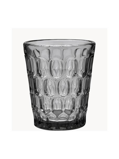 Vasos resistentes con relieve Optic, 6 uds., Vidrio, Gris transparente, Ø 9 x Al 11 cm, 250 ml