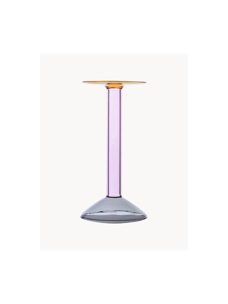Handgefertigter Kerzenhalter Rainbow, H 24 cm, Borosilikatglas, Lavendel, Hellgrau, Orange, Ø 12 x H 24 cm