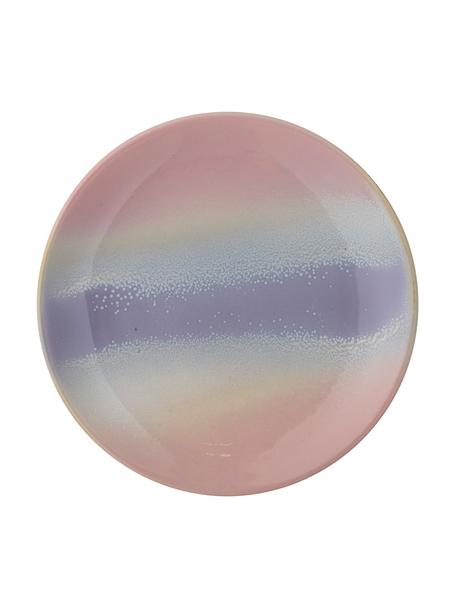 Handgemachte Frühstücksteller Safie mit reaktiver Glasur, 4 Stück, Steingut, Rosatöne, Lilatöne, Ø 15 cm