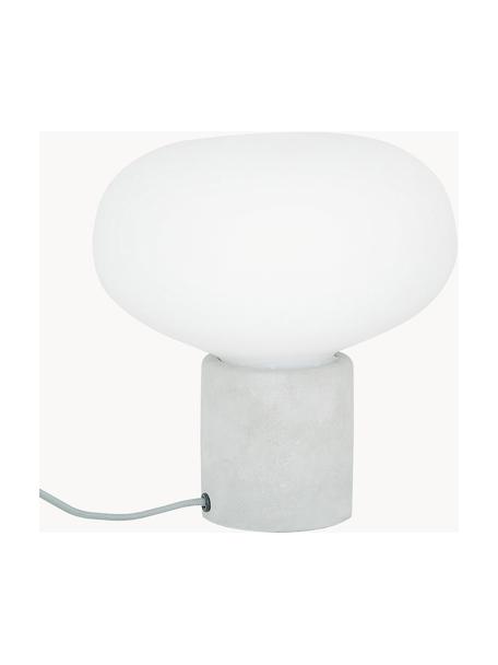 Klein nachtlampje Alma met betonnen voet, Lampvoet: beton, Lampenkap: glas, Wit, lichtgrijs, Ø 23 x H 24 cm