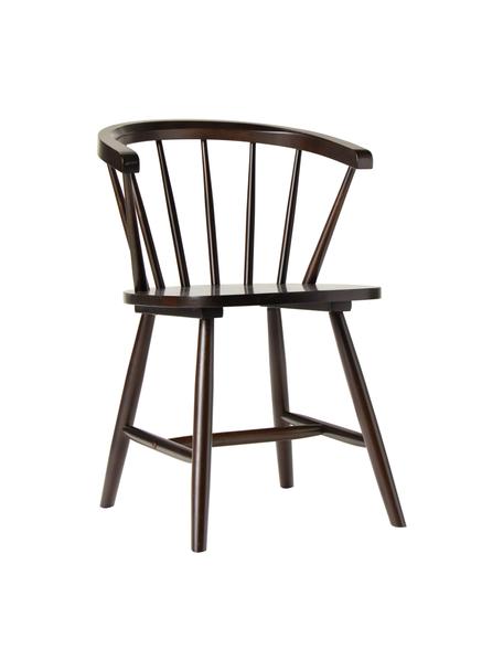 Chaise en bois Windsor brun foncé Megan, 2 pièces, Bois d'hévéa, laqué, Bois foncé, larg. 53 x prof. 52 cm