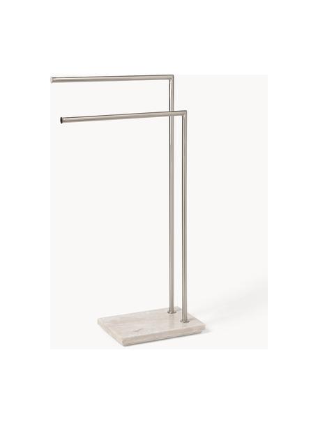 Porta asciugamani con base in marmo Simba, Asta: metallo rivestito, Beige, marmorizzato, argentato, Larg. 46 x Alt. 84 cm