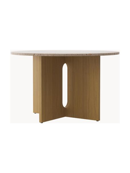 Kulatý jídelní stůl s deskou stolu z pískovce Androgyne, Ø 120 cm, Světlé dřevo, pískovec, Ø 120 cm