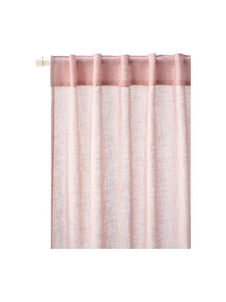 Rideau semi-transparent avec ruflette à passants cachés Ibiza, 2 pièces, 100 % polyester, Rose, larg. 135 x long. 260 cm