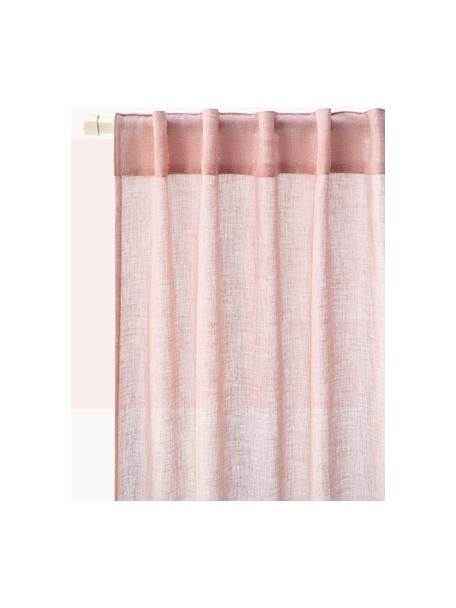 Cortinas semitransparente con dobladillo Gardine Ibiza, 2 uds., 100% poliéster, Rosa palo, An 135 x L 260 cm