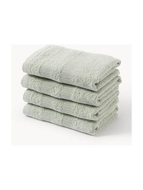 Ręcznik dla gości z bawełny Camila, 4 szt., Szałwiowy zielony, Ręcznik dla gości, S 30 x D 50 cm