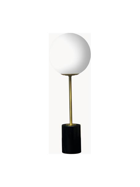 Große Tischlampe Full Moon mit Marmorfuß, Lampenschirm: Glas, Lampenfuß: Marmor, Weiß, Goldfarben, Schwarz, marmoriert, Ø 20 x H 56 cm