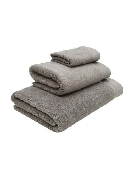 Set de toallas de algodón ecológico Premium, 3 pzas., 100% algodón ecológico con certificado GOTS
Gramaje superior 600 g/m², Gris oscuro, Set de diferentes tamaños