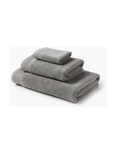Komplet ręczników z bawełny organicznej Premium, różne rozmiary, Ciemny szary, 3 elem. (ręcznik dla gości, ręcznik do rąk, ręcznik kąpielowy)