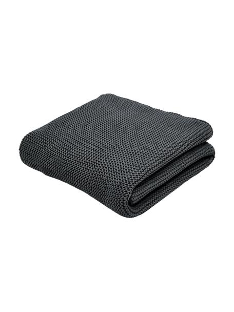 Coperta a maglia Adalyn, 100% cotone organico, certificato GOTS, Grigio scuro, Larg. 150 x Lung. 200 cm